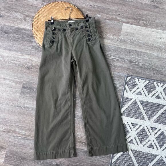 ALC pierce twill sailor pant in army green wide leg women’s size 2 (small flaw)‎ - Picture 2 of 9